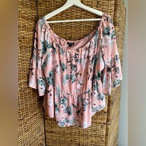 A.N.A XL off shoulder pink floral top